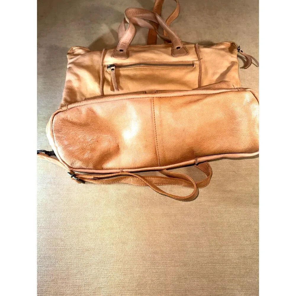 Valenca Holland Tan Leather Backpack Bag, Large